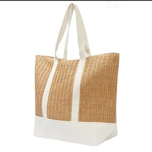 SHOW ME YOUR MUMU Slouchy Beach Sunseeker Tote Canvas & Straw Lined w/Pocket